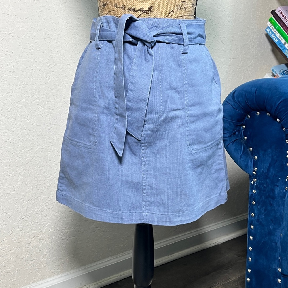 miami Powder Blue Tie-Waist Mini Skirt